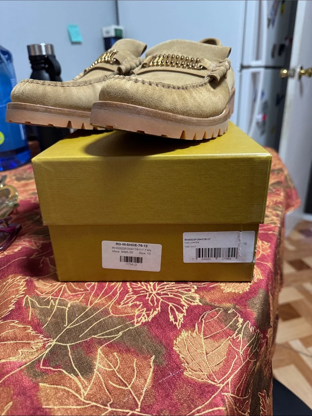 Rhude Suede Tan Loafers with Gold Hardware